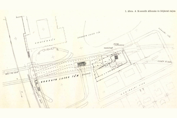 Budapest, M2 metró, Kossuth Lajos tér, helyszínrajz, bélyegkép