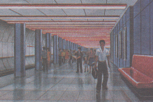 Budapest, M3 metró, Nyugati pályaudvar, látványterv, prospektus, bélyegkép