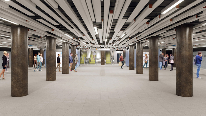 Budapest, M3 metró, Corvin-negyed, látványterv, bélyegkép