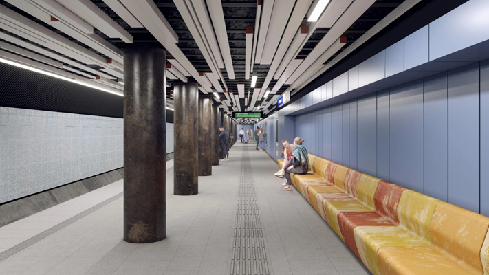 Budapest, M3 metró, Corvin-negyed, látványterv, bélyegkép