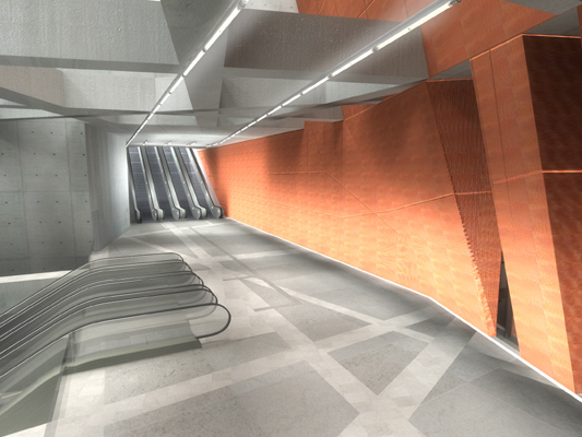 Budapest, M4 metró, Szent Gellért tér - Műegyetem, Palatium Stúdió látványterv, bélyegkép