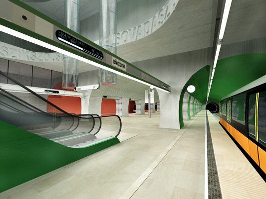 Budapest, M4 metró, Rákóczi tér, Palatium Stúdió látványterv, bélyegkép